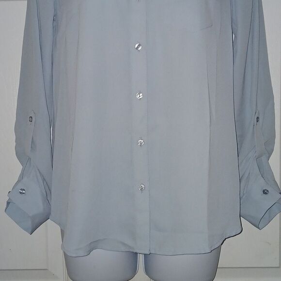 The Limited  baby blue button down blouse long sleeve blouse  Sz XS - Picture 2 of 5